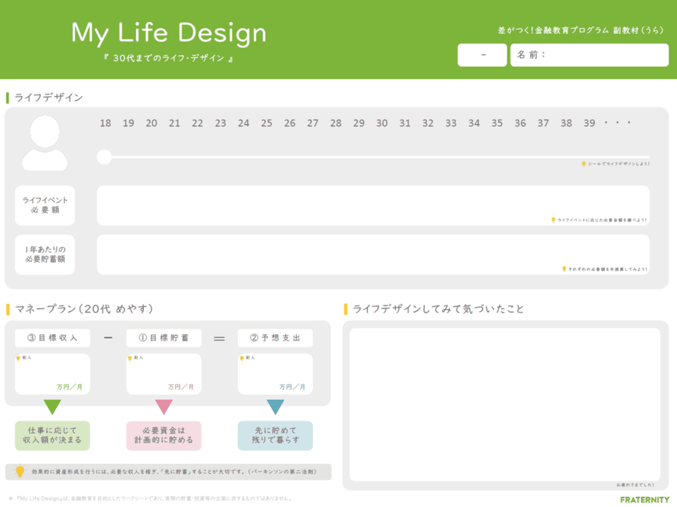 マイライフデザインの教材の資料サンプル